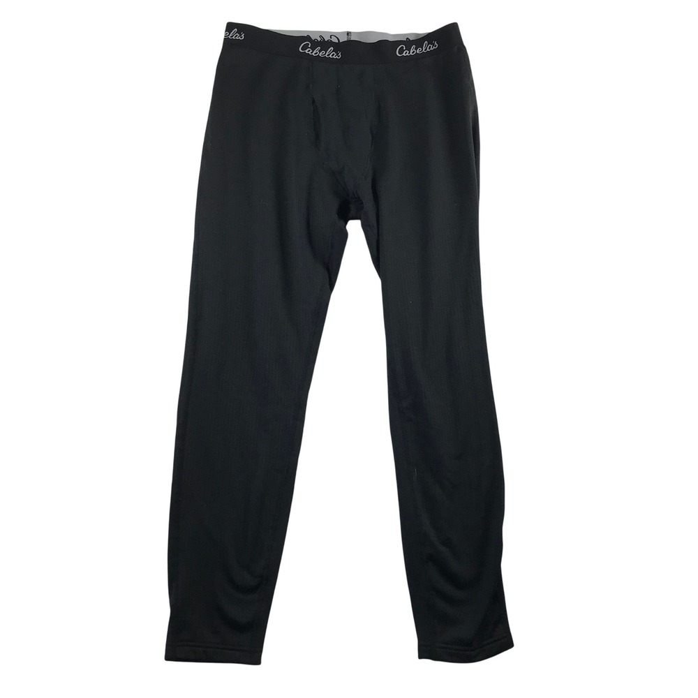 Cabelas Mens Heavyweight Thermal Leggings Black Base Layer Pants Large Regular